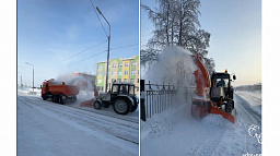 Специальное навесное оборудование позволяет проводить подбор и вывоз снега быстрее